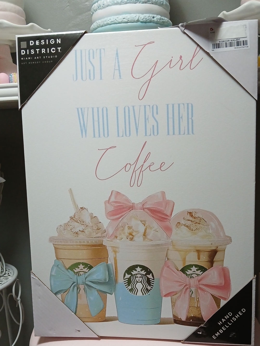 Starbucks Inspired Wall Art with "Just A Girl Who Loves Her Coffee" NWT